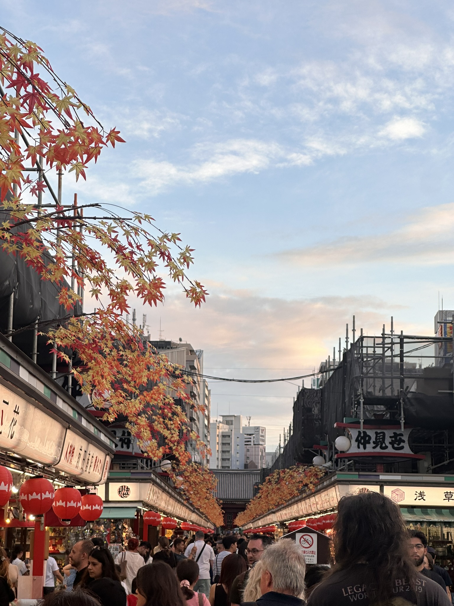 A picture of a stree with the sun setting in Tokyo